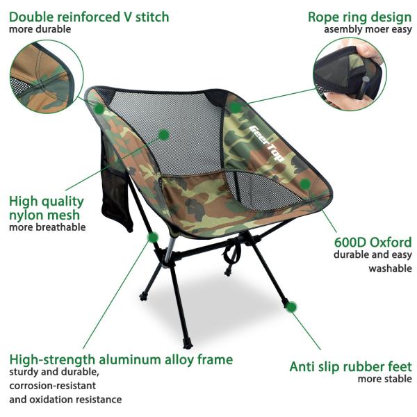 Camouflage 300lbs Load Fold Up Camping Chairs For Picnic