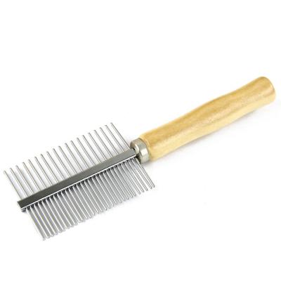 Peigne à aiguilles double rangée pour animaux de compagnie, 49 PINS, peigne à picots en acier avec manche en bois pour chiens et chats