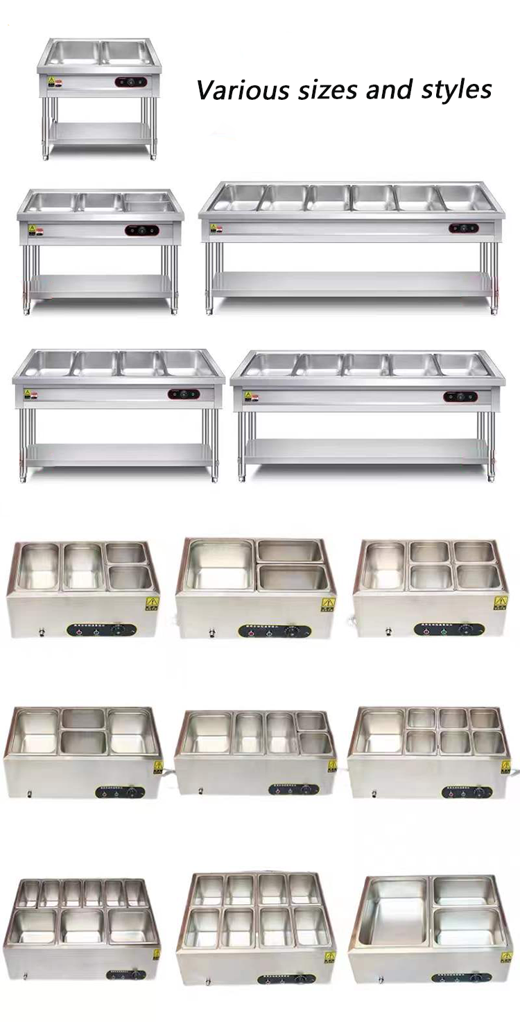 Rectangular Bain Marie Electric Food Warmer 150L 3 Pan Bain Marie