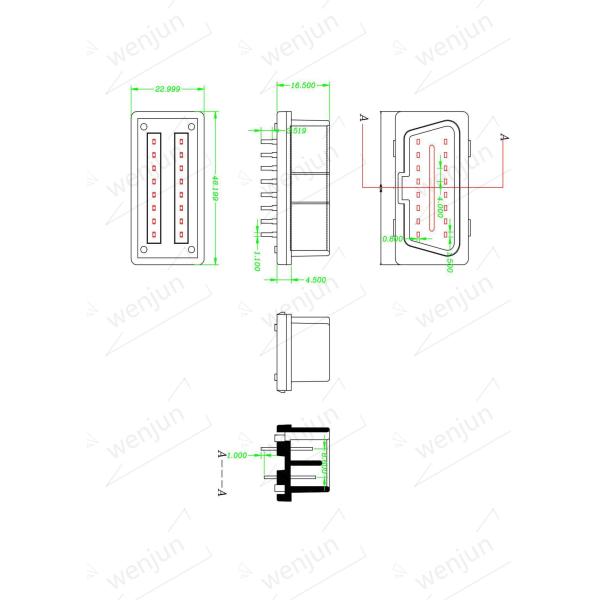 Белый соединитель мужчины J1962 OBD, универсальный OBD затыкает в автомобиле