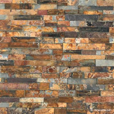 Natural stone S1120 Rock Face Finished Slate Ledge Panel, Cheap Rust Slate Wall Cladding