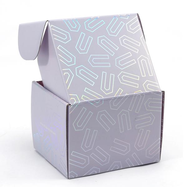 Logotipo personalizado Holográfico Caja de correo rosa Plegable Papel de cartón corrugado Embalaje con logotipo