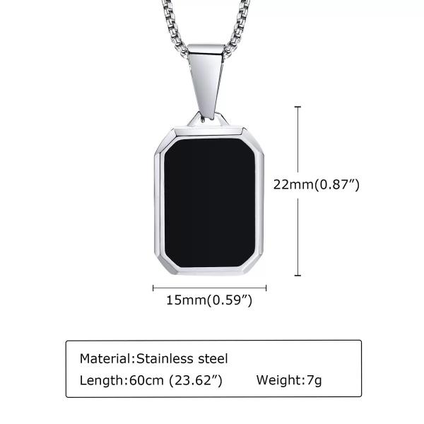 Pendentif pour homme en acier inoxydable rectangulaire avec émail incrusté finition polie 60cm de longueur, disponible sur mesure selon vos exigences