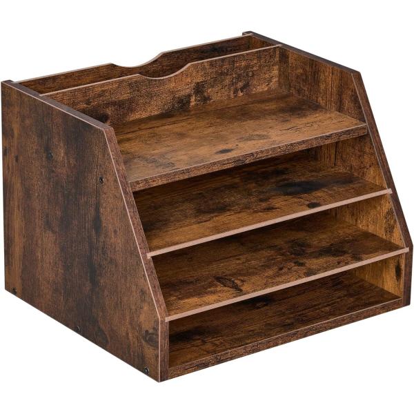 Adjustable Shelves Wooden File Organizer Shelf for Space Saving and Organization