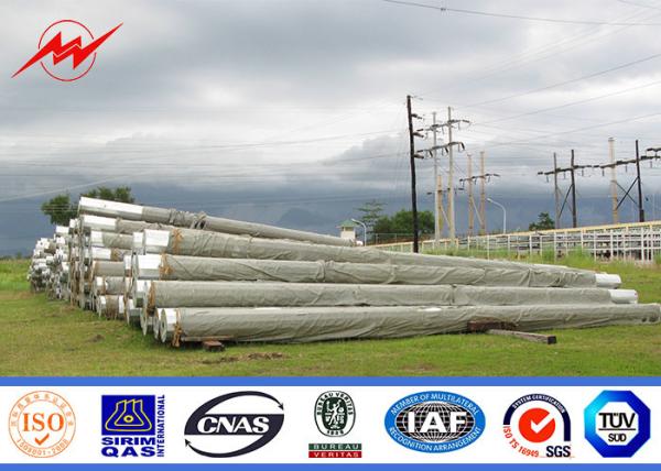 65ft 2 Sections Hot Dip Galvanized Electrical Power Pole With Arms