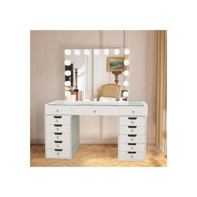 Touch Screen Metal Frame 15 Bulbs Make Up Makeup Mirror With Lights Led Vanity Mirror