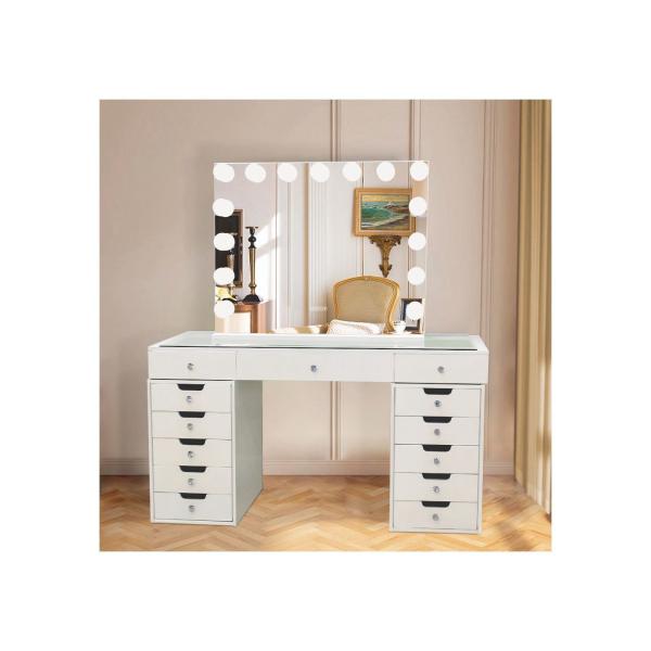 Touch Screen Metal Frame 15 Bulbs Make Up Makeup Mirror With Lights Led Vanity Mirror