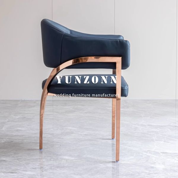 China Factory Bride Luxury Wedding Chairs Hotel Restaurant Cafe Golden Stainless Leather Modern Dining Room Chair
