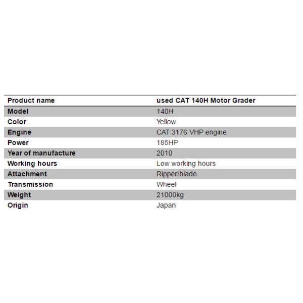 140 K Used Motor Graders , 140H Caterpillar Road Grader 185 HP Rated Power