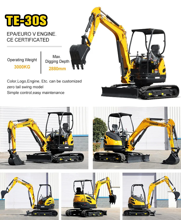 Toros 3,5 тонны мини экскаватор с двигателем Kubota Micro Digger Mult Functions bagger