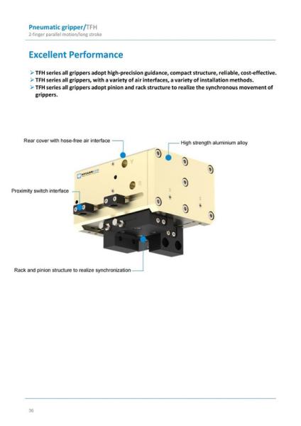 Parallel Pneumatic Shaft Gripper TFH Two Jaw Gripper High Force