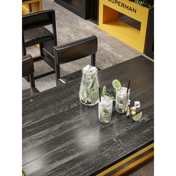 Customizable Colors Durable Iron Frame Table Chair Set with Eco-Friendly Paint for Modern Industrial Spaces