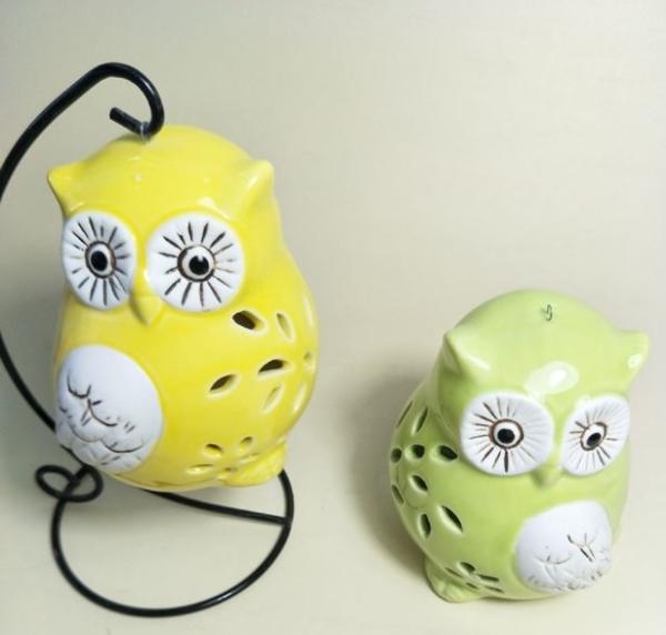 Ceramic Creative Gifts Owl Candle Holder for Home Decoration