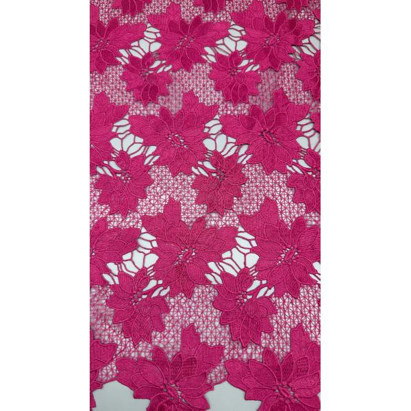 Guipure Lace Pink Leafy Style Embroidered Lace Fabric for Bridal Wedding Party Gown