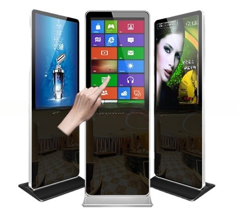 4K UHD 55-дюймовый ЖК-дисплей Alone Floor стоящий компьютерный сенсорный экран для рекламы киоска самообслуживания
