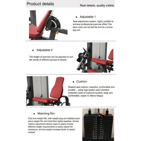 Professional Multi Gym Equipment Welded Frame Bodybuilding With Prone Leg Curl