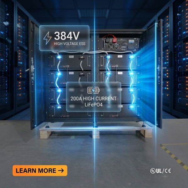 384V 100AH High Voltage LiFePO4 ESS Cabinet 38.4kWh Commercial Energy Storage System for Data Center