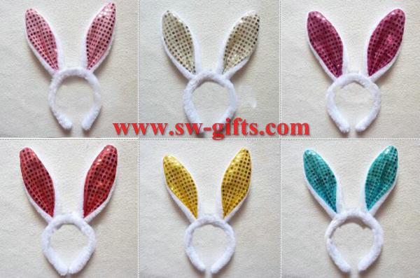 Children adult pink gold Easter Party decoration/rabbit ear/Sequin Bunny ear headband/flashing headband