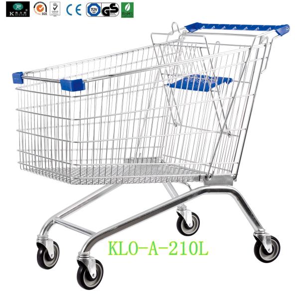 European style 210L Supermarket Shopping Carts with swivel TPE/PU casters
