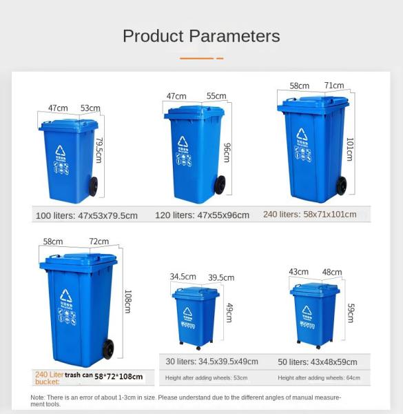 Industrial Garbage Bins Plastic Waste Bin Hdpe Garbage Bin with Lid