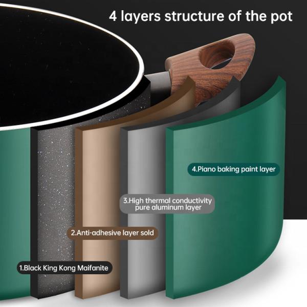 Hot Selling 20cm 24cm Korean Cookware Kitchen Non Stick Cooking Pot Aluminum Soup Stock Pot With Glass Lid