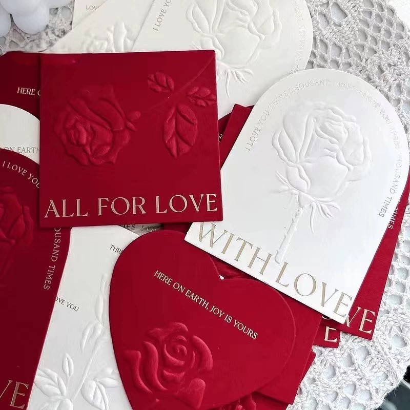 Embossed Rose Greeting Cards With Foil Stamping For Romantic Gifting And Events