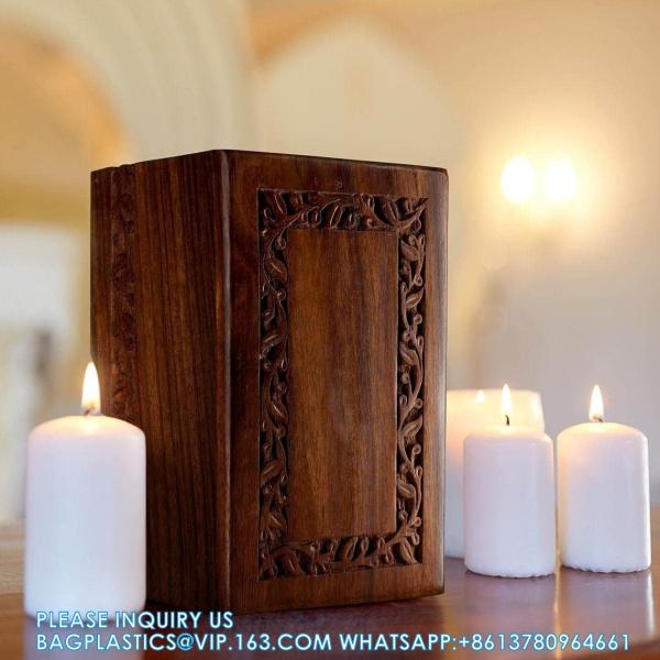 Border Engraved Rosewood Cremation Urns For Human Ashes Adult Male Female - Wooden Decorative Urns Box And Casket