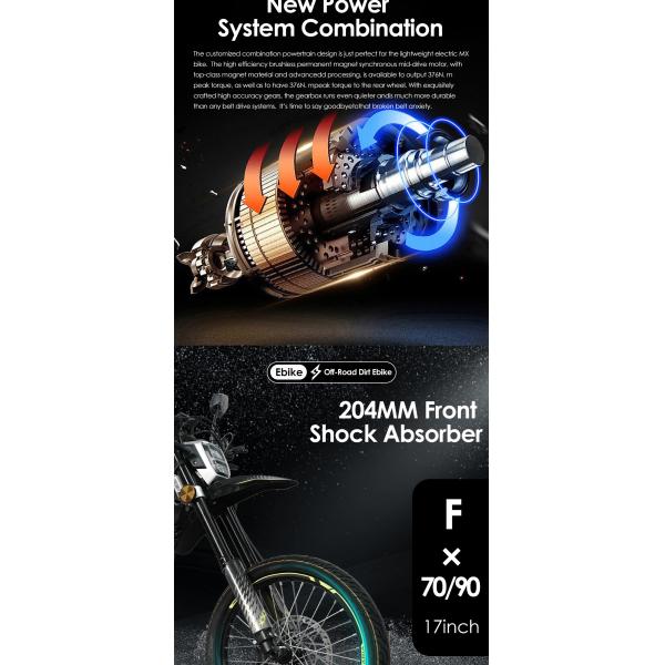 72V Mid Mounted Permanent Magnet Synchronous Motor Electric Bikes for Riding Experience
