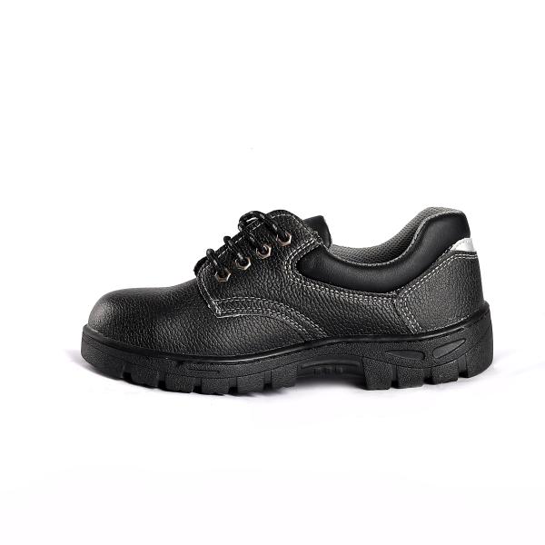 Steel Toe Safety Shoes with Nylon Fabric Gusset Tongue and Embossed Cow Leather Upper Material