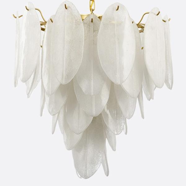 AC 220V ± 10% Support Dimmer Glass Leaves Chandelier 3D Printed Pattern for Home Decor