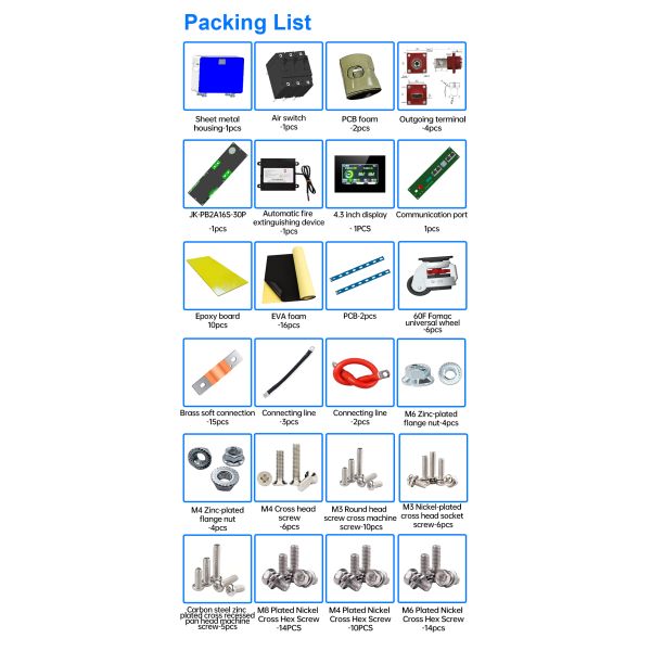 32kWh LiFePO4 Battery 51.2V Suitable EVE 628Ah battery cell Rack Mounted Energy Storage Battery Kit with Active Balancer
