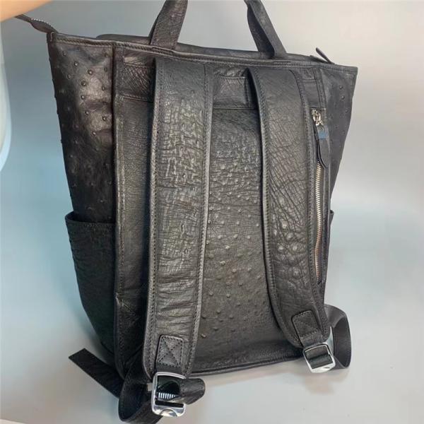 Casual Style Authentic Real True Ostrich Skin Men's Large Blue Travel Backpack Genuine Leather Male Top-handle Bag Pack