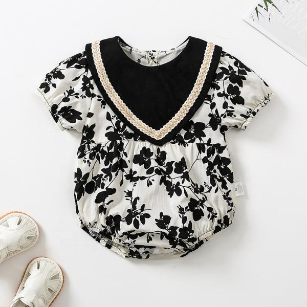 Wholesale Baby Boy Romper Sets Summer Plain Organic Baby Girl Jumpsuit Bodysuit with head hoop