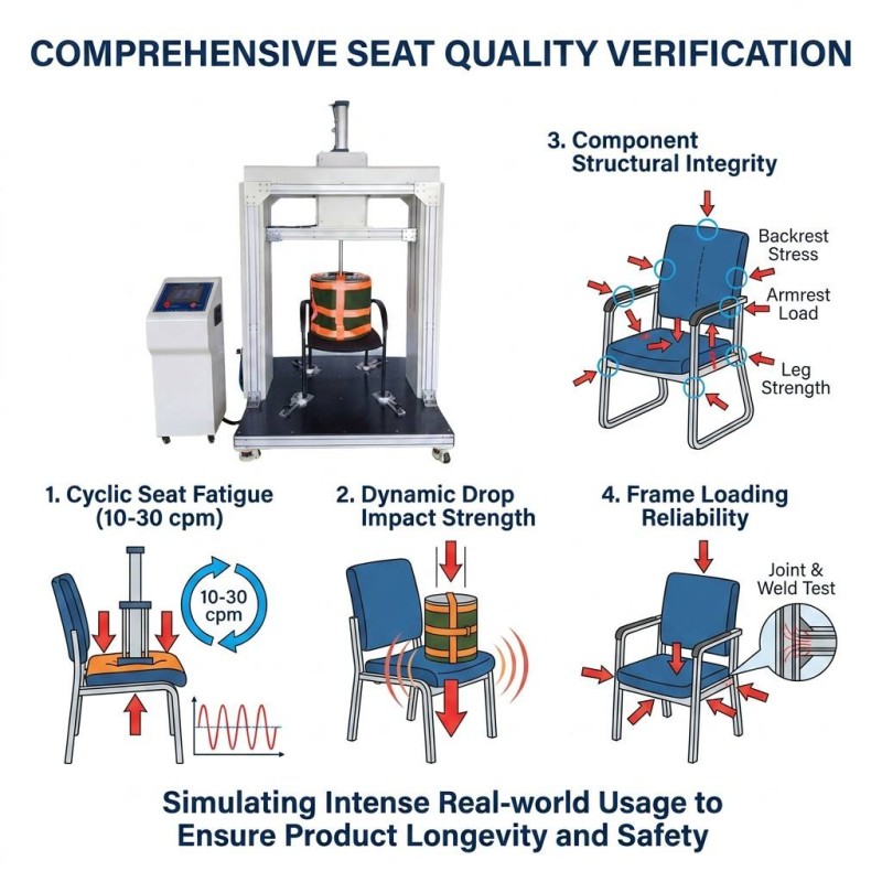 Industrial Chair Seat Loading Fatigue Tester 136kg Capacity Factory Price Furniture Testing Machine