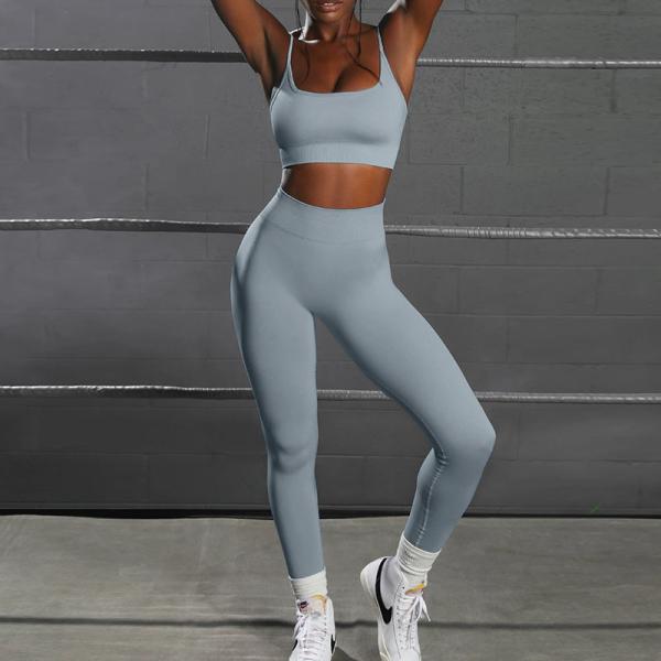 New Arrival Seamless 2 Pieces Yoga Set For Women Ruched Butt Leggings And Sports Bra