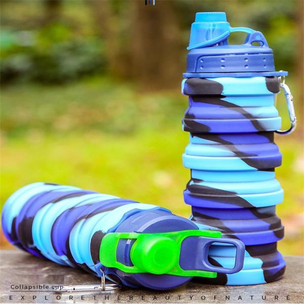 Portable Water Bottle for Fitness and Riding Creative Camouflage Silicone Folding Mug