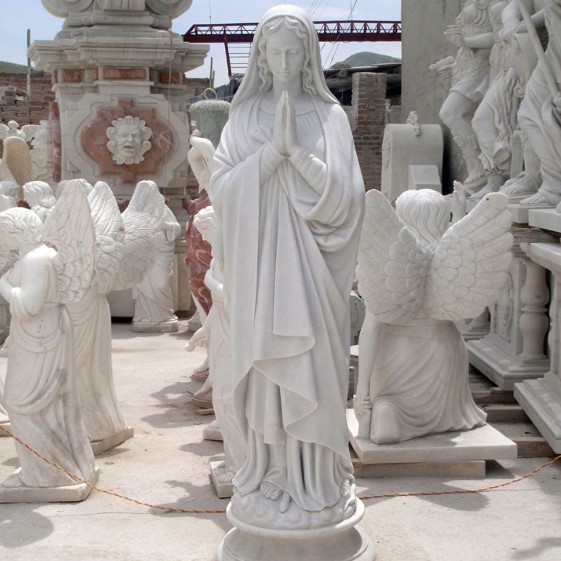 Life Size Virgin Mary Antique Marble Statues Hand Carved with Traditional Design