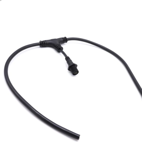 Black PVC  T Type Waterproof Connector M16 IP67 Cable Use CCC Certified