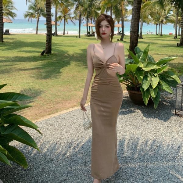 Stitching Sling Side Air Slim Womens Vacation Dresses
