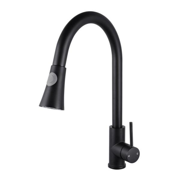 2024 Lizhen Luxury Flexible Single Handle Single Hole Black Taps Pull Down Kitchen Faucet For Sink
