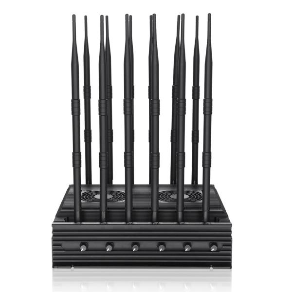 Powerful 12 bands jammer blocks 2G,3G,4G,5G,WIFI,GPSL1 signals with an output power of 100W ,shielding range up to 100m