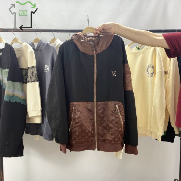 Used Mix Unisex Universal Neck V Neck Zipper Hoodies Polyester Cotton Crewneck Clothes