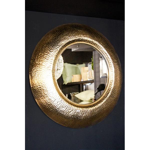 Custom Gold Hammered Scalloped Round Mirror For Hotel Villa Rooms