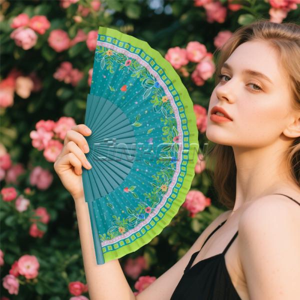 23cm Wooden Bamboo Hand Folding Fan for Wedding Fan Rave Party Folk Art Festival Hand Held Fans