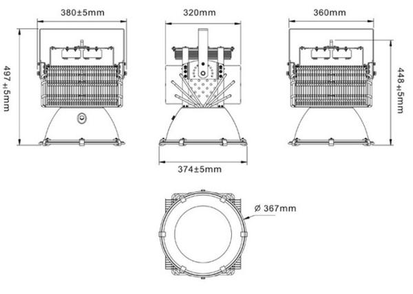 IP65/66 Industrial LED High 500w Sports Floodlights  LED Soccer Field Lighting Fixture