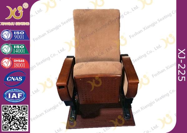 Auditorium Conference Hall Chairs With Durable Plywood Writing Table / Large Iron Leg