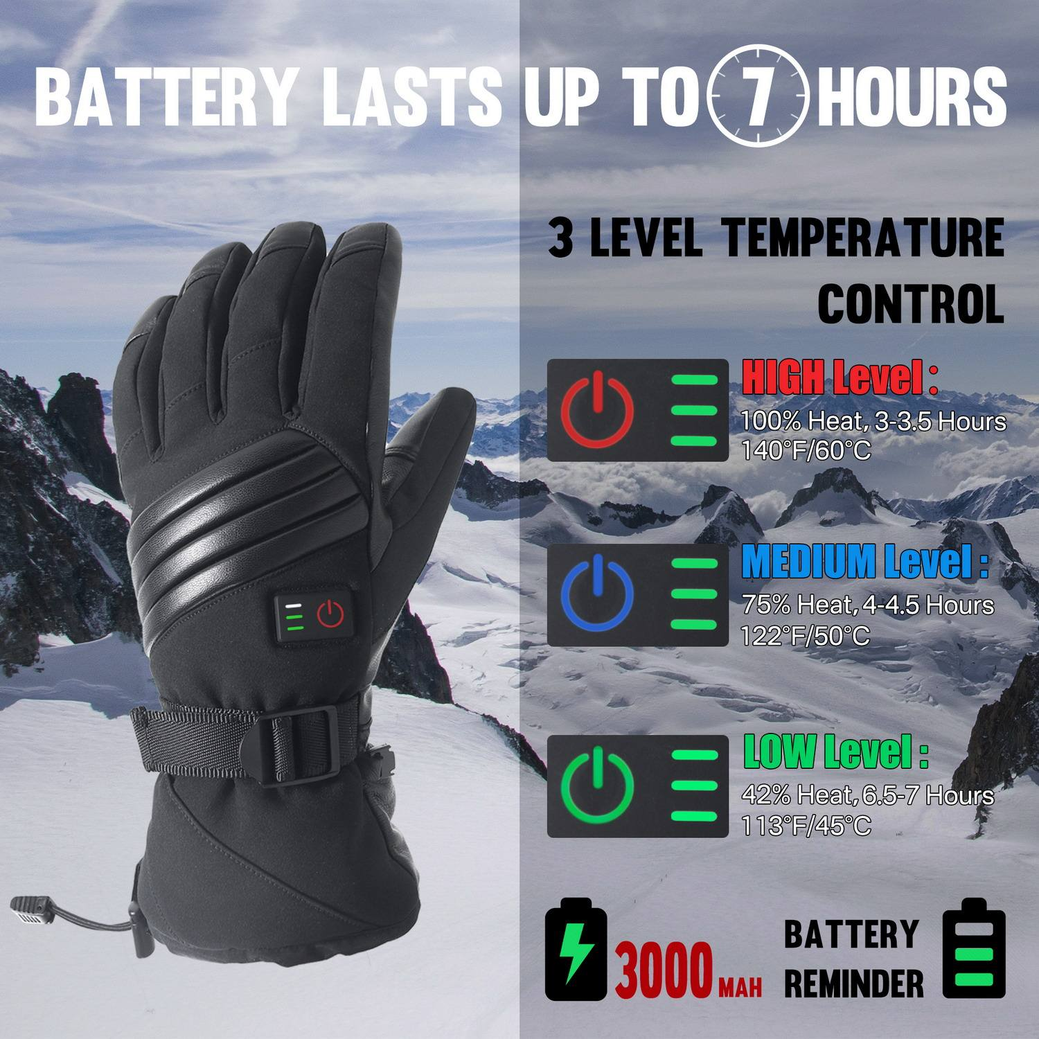 Autumn goatskin custom warm waterproof touch screen winter electric gloves battery rechargeable guantes driving heated