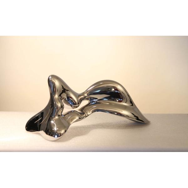 Mirror Surface Garden Ornaments Statues , Abstract Stainless Steel Garden Statues
