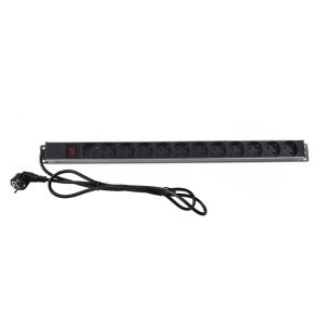 垂直アルミニウム 12口 EU ドイツ PDU ブラック 19インチ 水平 6口 8アウトレット シュコ ドイツ タイプ 電源分配ユニット IT ネットワークキ