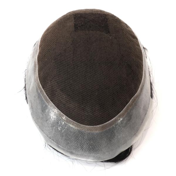 Mens Toupee Human Hair Replacement SystemFrench Lace Poly Skin Hairpieces Australia with grey hair